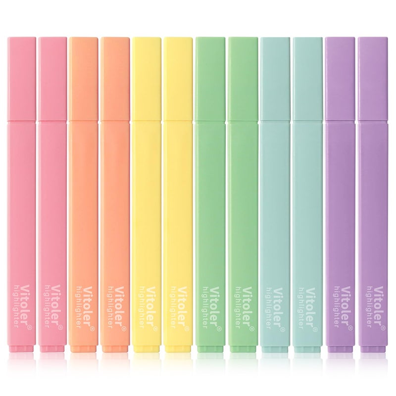 Vitoler Highlighters Assorted Colors,12 Pack Chisel Tip Highlighter Pens,No Bleed Highlighters for School Office Supplies - Image 1